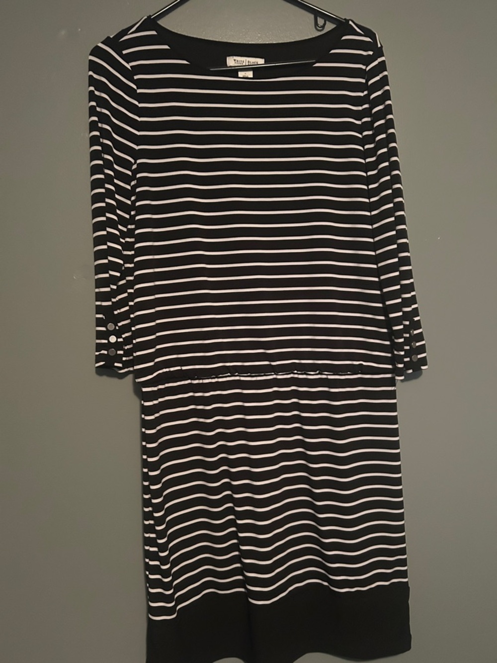 White House Black Market Black and White Striped Dress